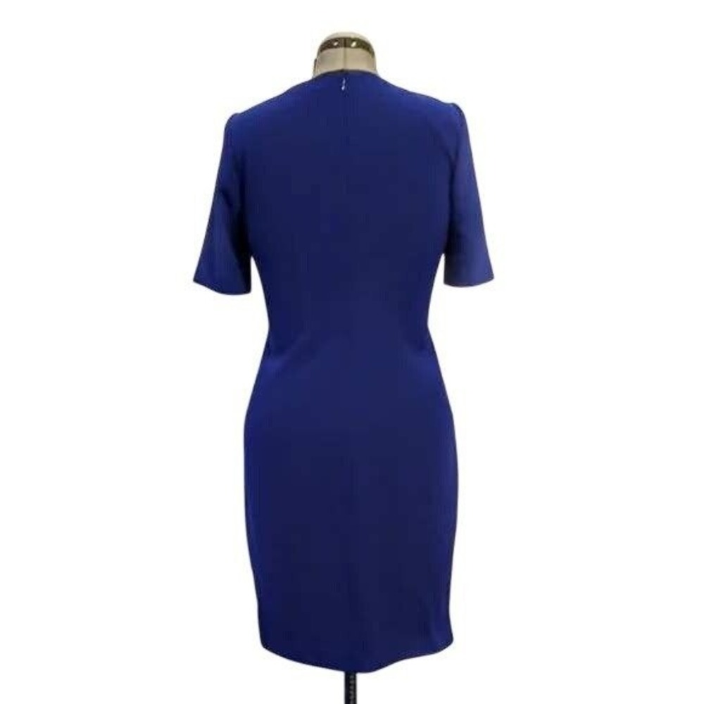 Elie Tahari Royal Blue Sheath Dress Asymmetrical Neck Career Work Cocktail‎ Sz 8 - Picture 2 of 16